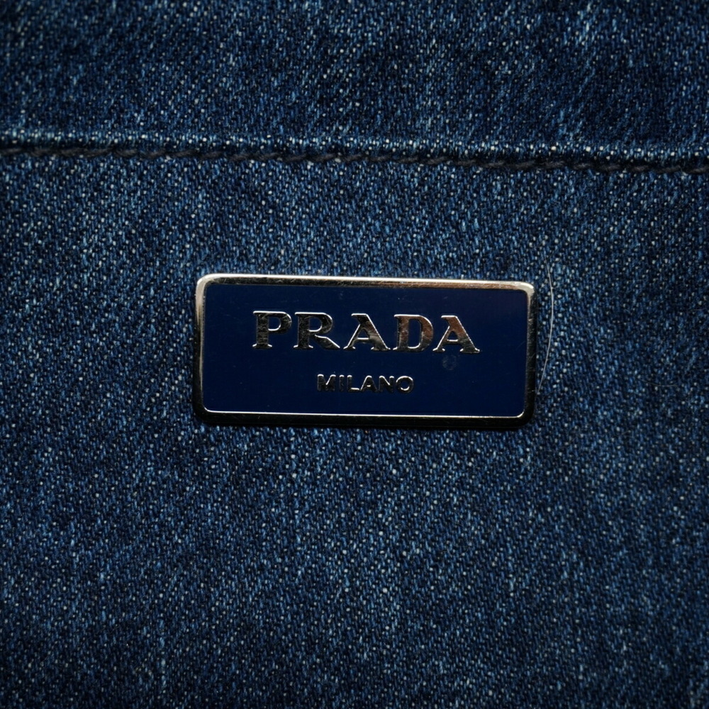 Prada Canapa Denim Handbag, Navy, Women's, P2938419 - Picture 5 of 10